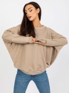 Dark beige basic hoodless sweatshirt