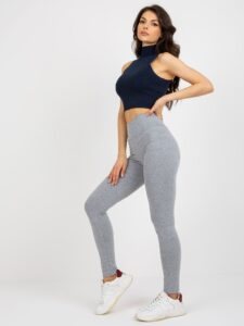 Grey basic fitted leggings with