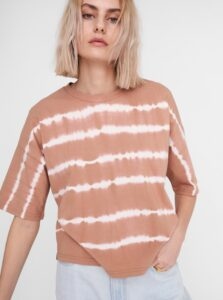 Light Brown Patterned Loose T-Shirt Noisy