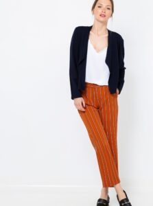 Orange Shortened Striped Pants CAMAIEU