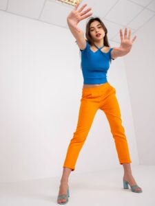 Orange fabric trousers for