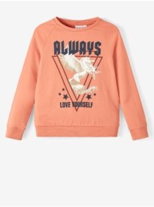 Orange girls' sweatshirt with print name