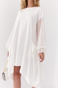 Asymmetrical oversize dress with transparent