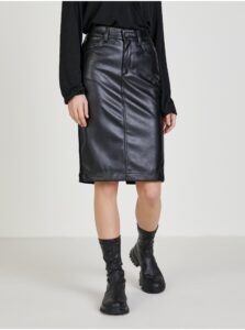 Black Women's Sheath Leatherette Skirt Liu