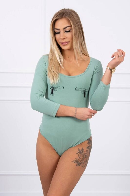 Body blouse with dark mint