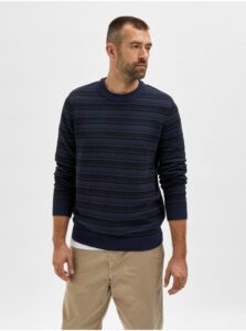 Dark Blue Striped Sweater Selected Homme