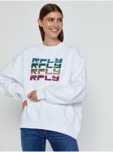 White Women's Oversize Sweatshirt with Replay