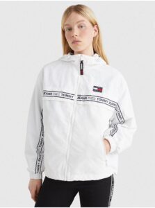 White Women's Patterned Lightweight Hooded Jacket Tommy