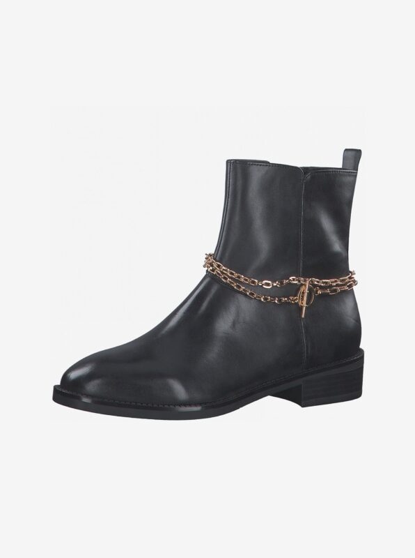 Black Leather Ankle Boots Tamaris