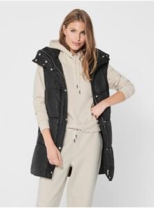 Black Quilted Vest with Detachable Hood