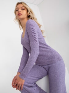 Classic purple ribbed sweater with