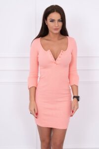 Dress with button-neck