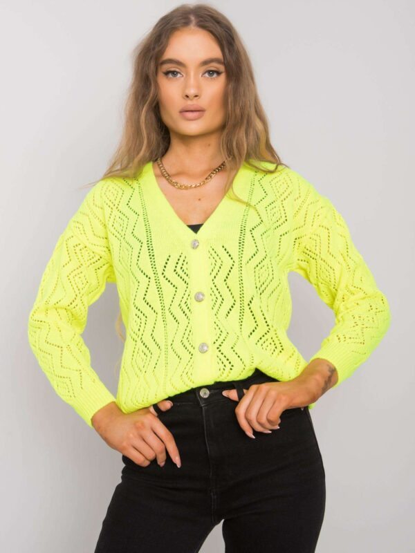 Fluo yellow cardigan with V-neck