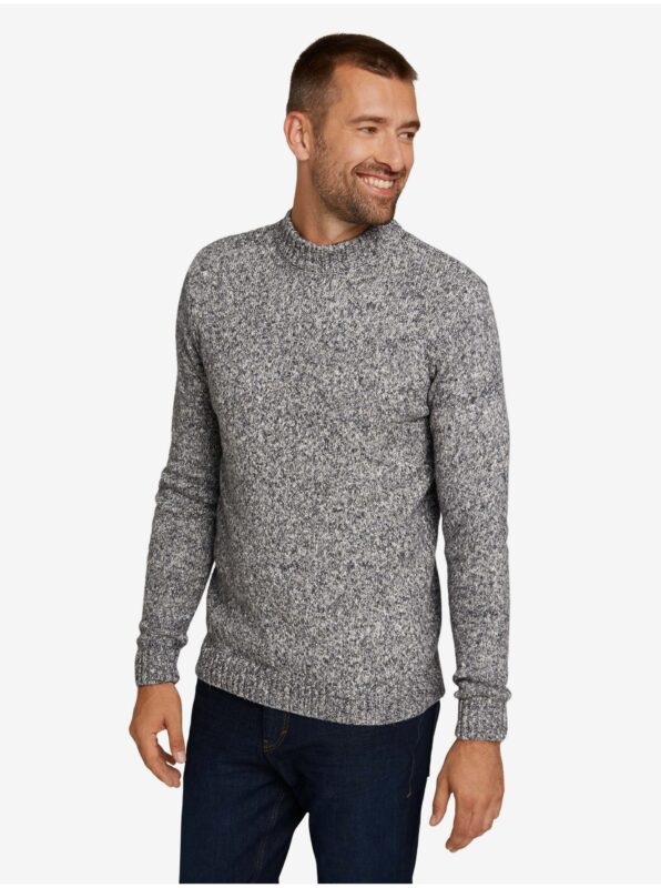 Grey Mens Sweater with Stand-up Collar