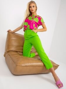 High waisted green trousers made of