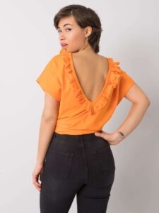 Orange blouse with neckline on