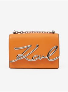 Orange women's leather crossbody handbag KARL