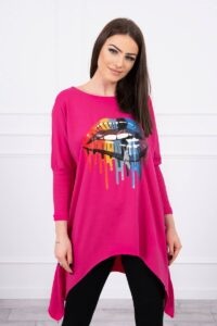 Oversize blouse with fuchsia rainbow