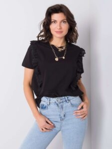 Black cotton T-shirt with
