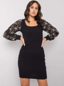 Black dress with puffed sleeves from
