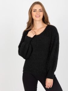 Black fluffy classic sweater with