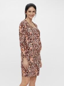 Brown Pregnancy/Breastfeeding Patterned Sheath Dress Mama.licious