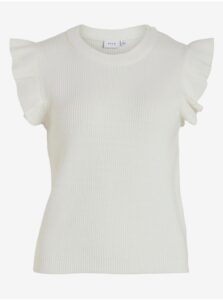 Cream Women's Ribbed T-Shirt VILA