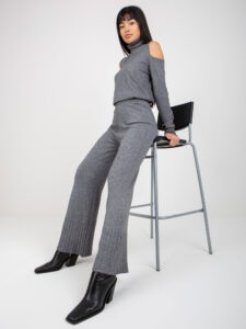 Dark gray wide knitted trousers