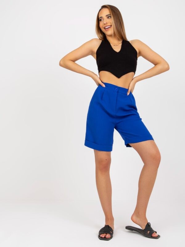Elegant long cobalt shorts with