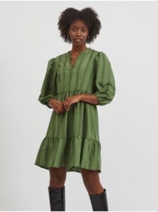 Green patterned dress with balloon sleeves