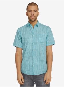 Light Blue Men's Patterned Short Sleeve Shirt