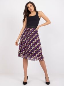 Purple-beige pleated skirt