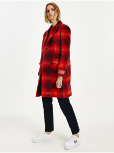 Red Women's Coat with Wool Tommy