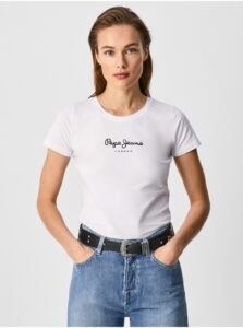 White Women's T-Shirt Pepe Jeans New