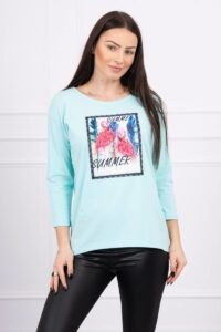 Blouse with 3D mint graphics