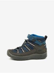Blue-black kids waterproof shoes with leather details