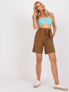 Brown casual cotton shorts with