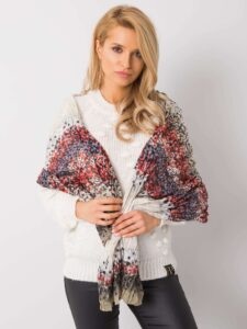 Khaki-red patterned shawl
