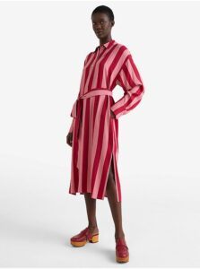 Tommy Hilfiger Red-Pink Ladies Striped Shirt Dress with