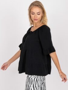 Black casual blouse with tied