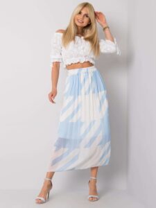 Blue pleated maxi skirt
