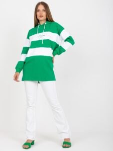 Green-and-white hoodie with embroidery