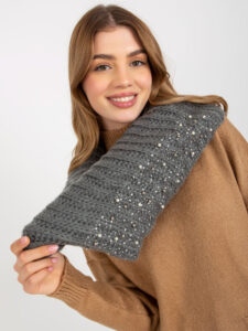 Women's dark gray knitted neck
