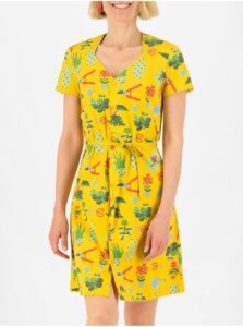 Yellow Ladies Patterned Button-Down Dress Blutsgeschwister Fairy