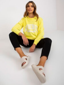 Yellow-and-white oversize women's sweatshirt