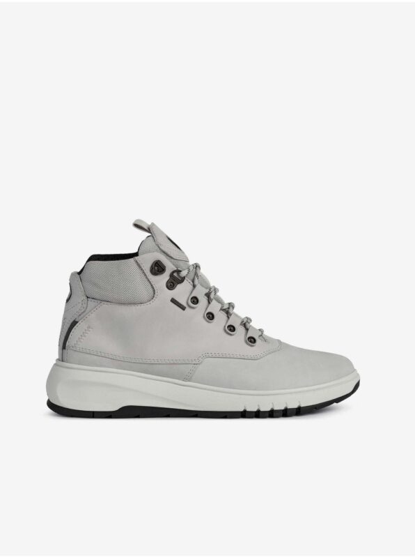 Light Grey Women's Ankle Leather Sneakers Geox Aerantis