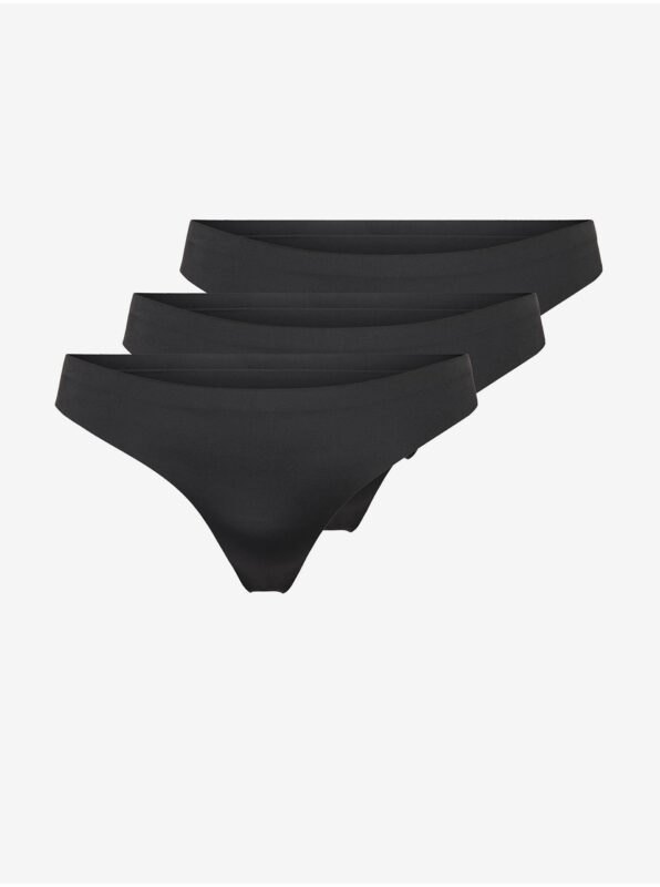 Set of three women's thongs in black