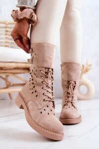 Suede Openwork Ankle Boots Light