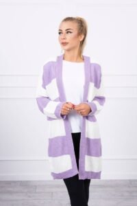 Two-color sweater ecru+purple