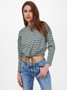 White-Green Striped Short T-Shirt ONLY